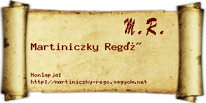 Martiniczky Regő névjegykártya